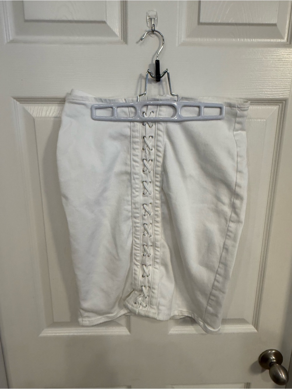 White Lace-Up Front Women’s Skirt